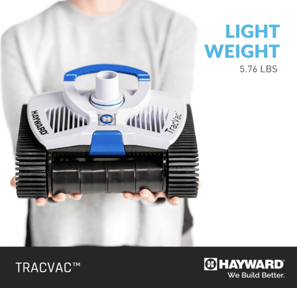 Hayward W3HSCTRACCU TracVac Suction Pool Cleaner for In-ground Pools up to 40 ft in Length – Automatic Pool Vacuum – Climbs Walls - Overcomes Pool Floor Obstacles,Blue light weight pool cleaner.